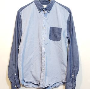 LargeTwo tone blue J Crew long SLEEVE BUTTON DOWN